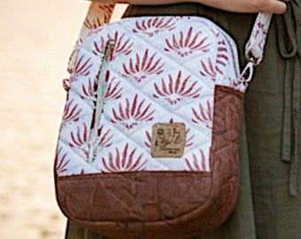 Quilted Convertible Crossbody Bag (3-in-1) | Golden Ember Print | Sling Backpack | Travel Bag