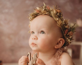 Dried Flower Crown, Newborn Crown, Flower Crown Halo, Baby Flower Crown, Dried Floral Halo, Flower Girl Crown, Boho Flower Crown, Bridal