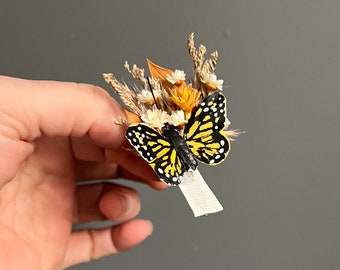 Butterfly Flower Barrette For Girls Toddler Clip Baby Butterfly Barrette Dried Floral Hair Accessory Flower Alligator Clip Girls Barrette
