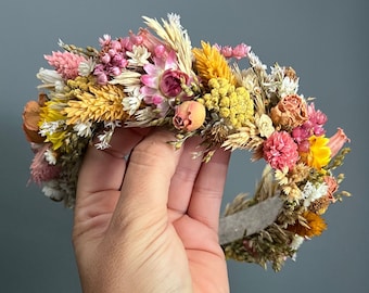 Dried Flower Crown, Bridal Crown, Flower Crown, Wedding Flower Crown, Dried Floral Halo, Flower Girl Crown, Boho Flower Crown, Bridesmaid