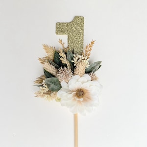 Floral First Birthday Cake Topper: Gold Number, Cake Smash Prop