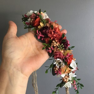 Fall Flower Crown Headband Tieback Flower Crown Fall Photo Flower Crown Infant Flower Headband Baby Flower Headband Flower Girl Headband image 5