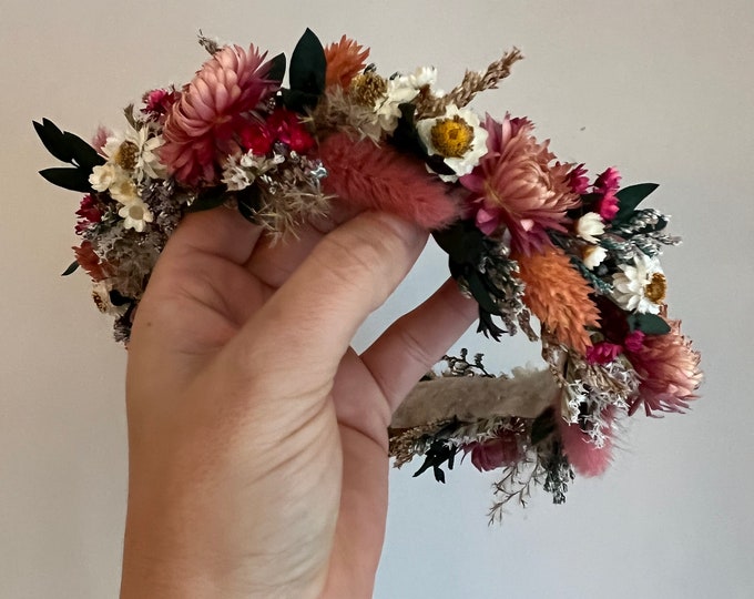 Featured listing image: Dried Flower Crown, Newborn Crown, Flower Crown Halo, Baby Flower Crown, Dried Floral Halo, Flower Girl Crown, Boho Flower Crown, Bridal