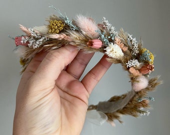 Dried Flower Crown, Newborn Crown, Flower Crown Halo, Baby Flower Crown, Dried Floral Halo, Flower Girl Crown, Boho Flower Crown, Bridal