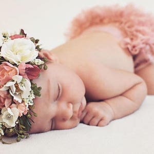 Flower Crown, Toddler Flower Crown, Newborn Flower Crown, Baby Photo Prop, Birthday Crown, Baby Flower Crown, Tieback Flower Crown