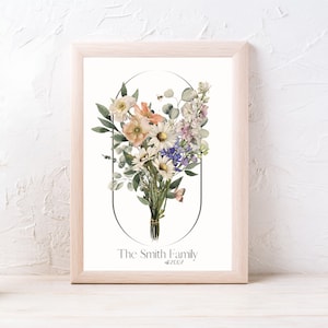 Personalized Birth Month Flower Bouquet Print: Family Garden Gift (Digital File)