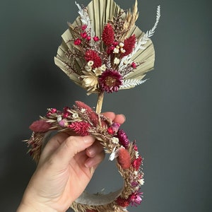 Custom Dried Flower Crown & Cake Topper: Boho Birthday Halo
