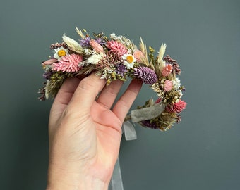 Dried Flower Crown, Newborn Crown, Flower Crown Halo, Baby Flower Crown, Dried Floral Halo, Flower Girl Crown, Boho Flower Crown, Bridal