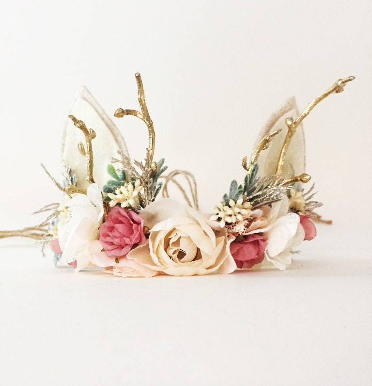 deer antlers with flowers headband