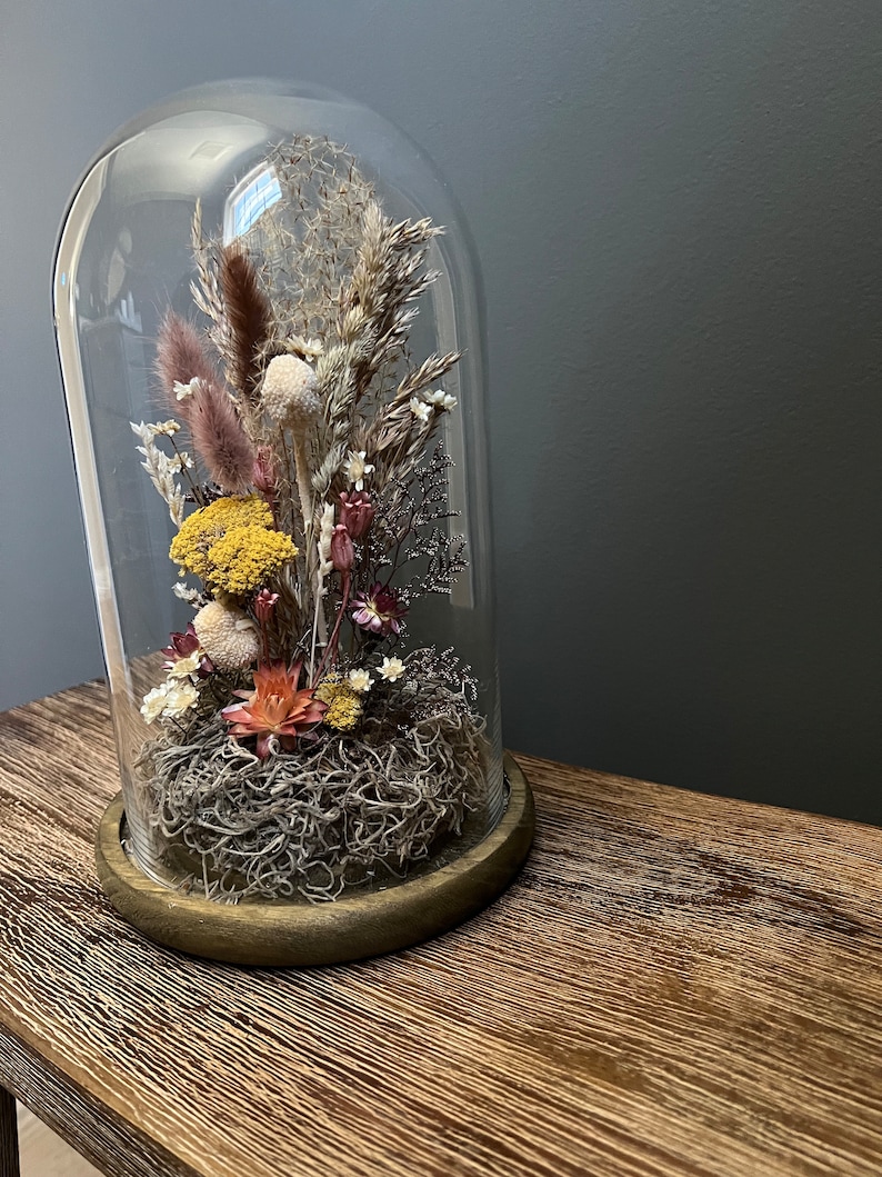 Dried Floral Glass Cloche, Custom Floral Arrangement - Etsy