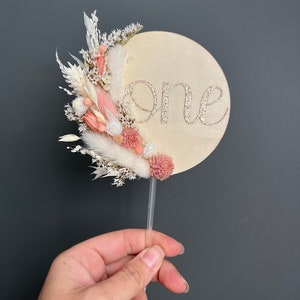 &quot;Getrocknete Blume &quot;&quot;ONE&quot;&quot; Cake Topper - Erster Geburtstag Requisite.&quot;