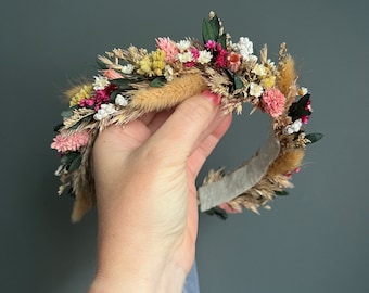 Dried Flower Crown, Newborn Crown, Flower Crown Halo, Baby Flower Crown, Dried Floral Halo, Flower Girl Crown, Boho Flower Crown, Bridal