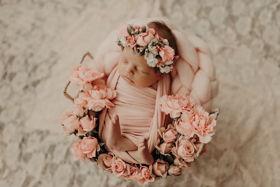 Flower Crown, Toddler Flower Crown, Newborn Nylon Flower Crown, Baby