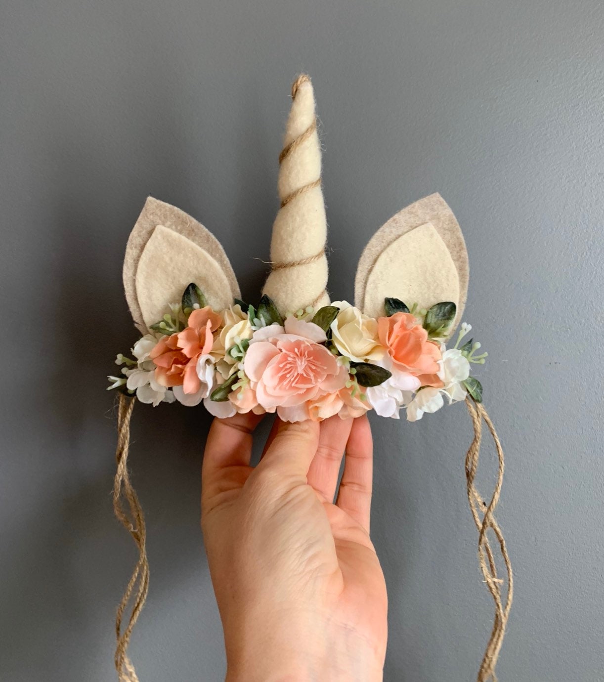 Unicorn flower crown photo prop baby tieback crown flower crown Unicorn flower crown photo prop baby tieback crown flower crown