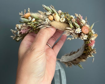 Dried Flower Crown, Newborn Crown, Flower Crown Halo, Baby Flower Crown, Dried Floral Halo, Flower Girl Crown, Boho Flower Crown, Bridal