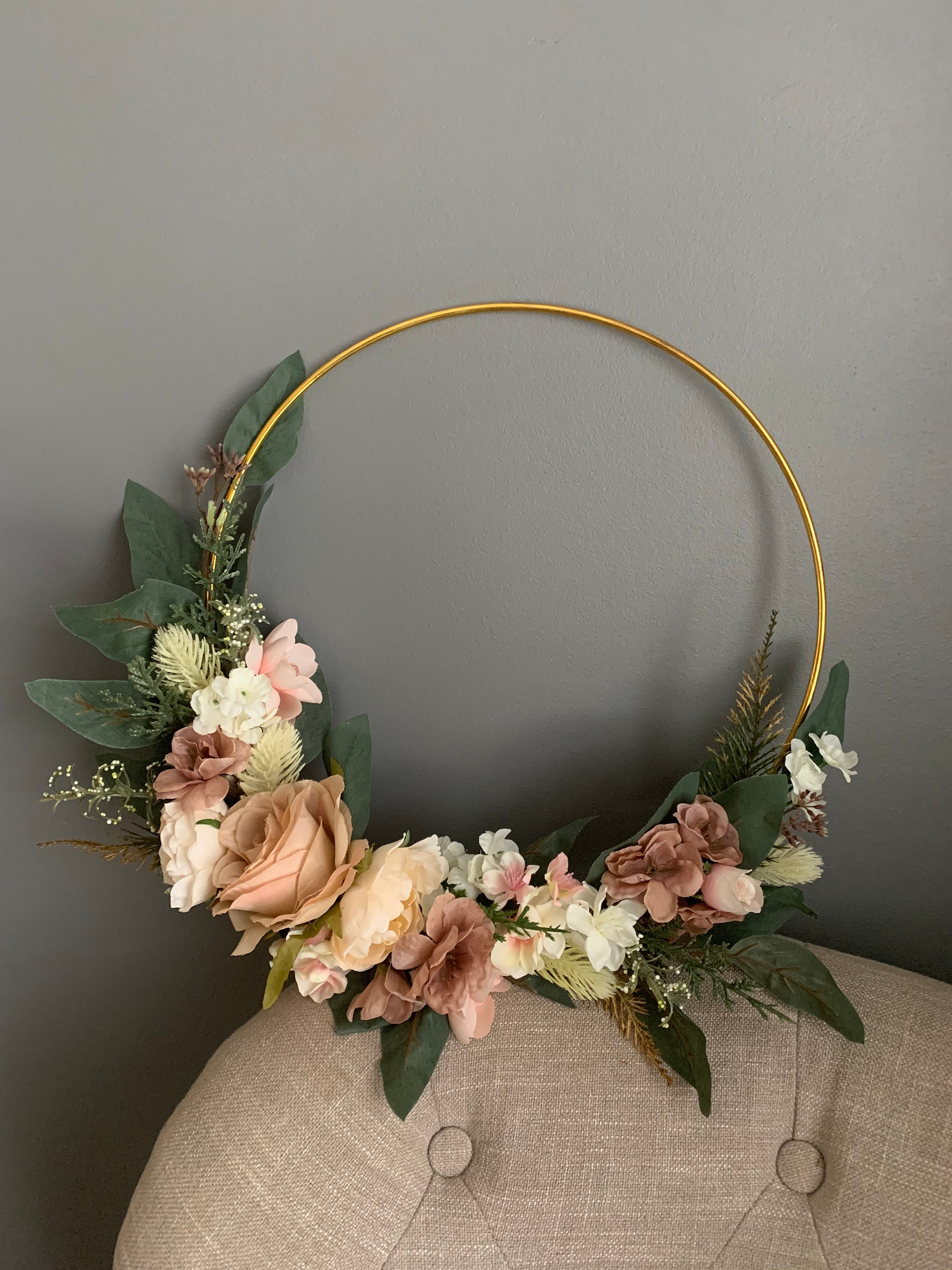 Ready To Ship Floral Hoop, Floral Wreath, Flower Hoop Wreath, Nursery