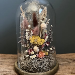 Dried floral glass cloche, dried floral glass dome, dried floral bouquet, dried floral arrangement in glass dome, Ready to Ship