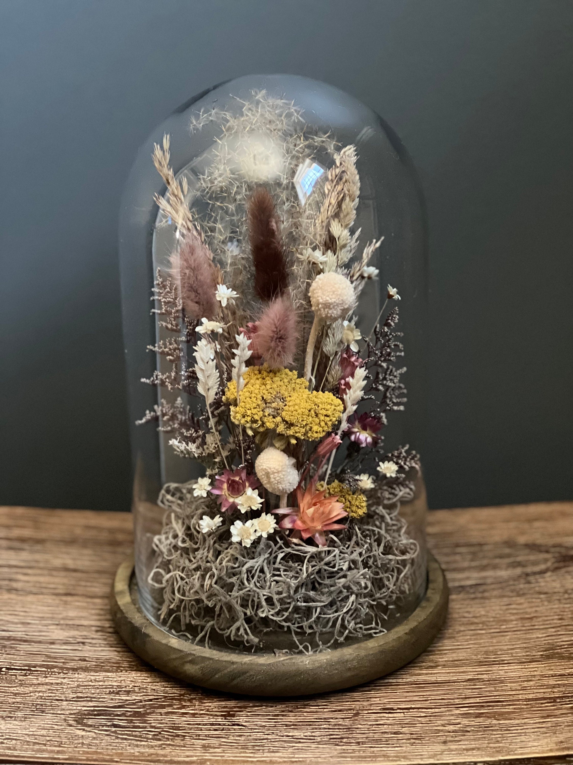 Dried Floral Glass Cloche, Custom Floral Arrangement - Etsy