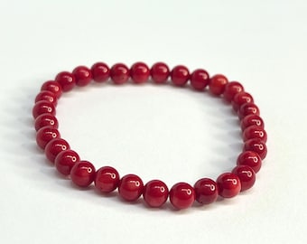 Red Sea bamboo beaded bracelet, 6mm, fits wrists 7-8” inches