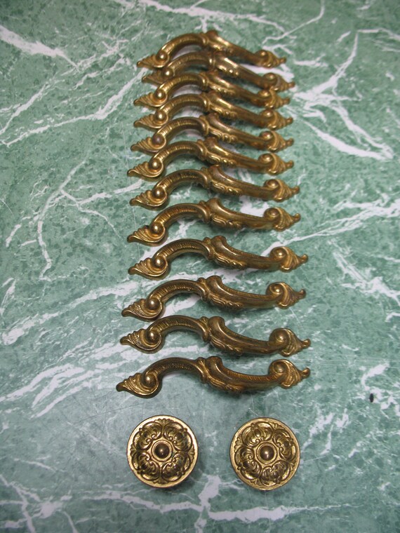 Vintage Brass Drawer Pulls Old Hardware Art Deco Etsy