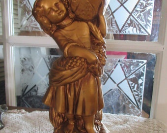 Authentic Abbot England Planter Girl Plaster Gold Planter