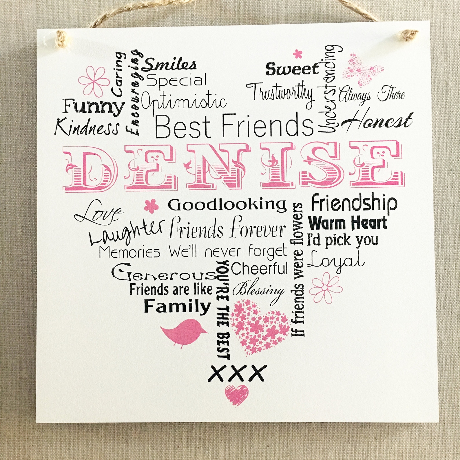 Personalised Friends Gift Friendship Word Art Custom Best Etsy