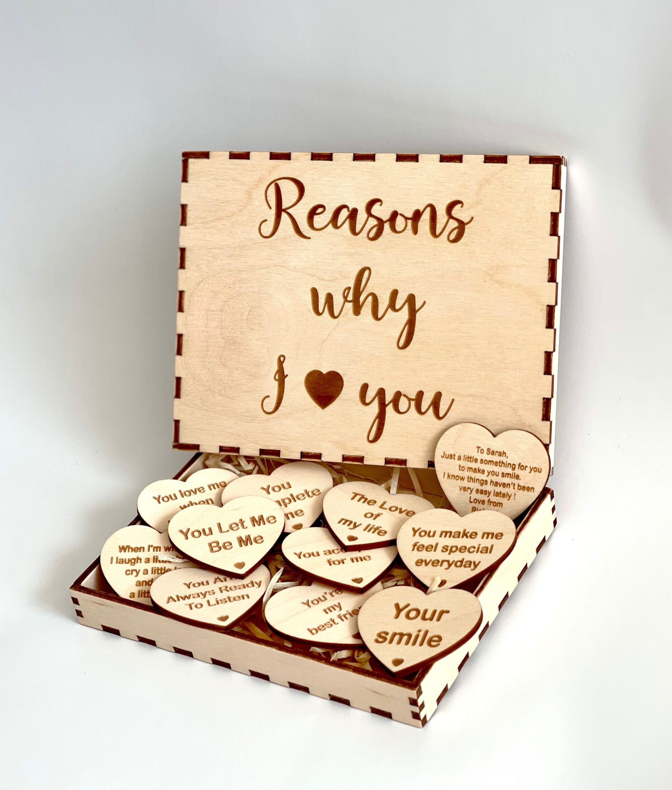 Reasons Why I Love You Personalised Wooden Box with Hearts Etsy