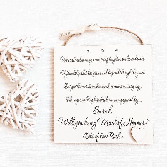 Will You Be My Bridesmaid Gift Personalised Wooden Plaque For Etsy