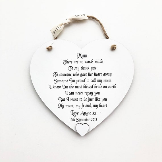 Mother Of The Bride Gift Personalised Poem Thank You Wedding Etsy