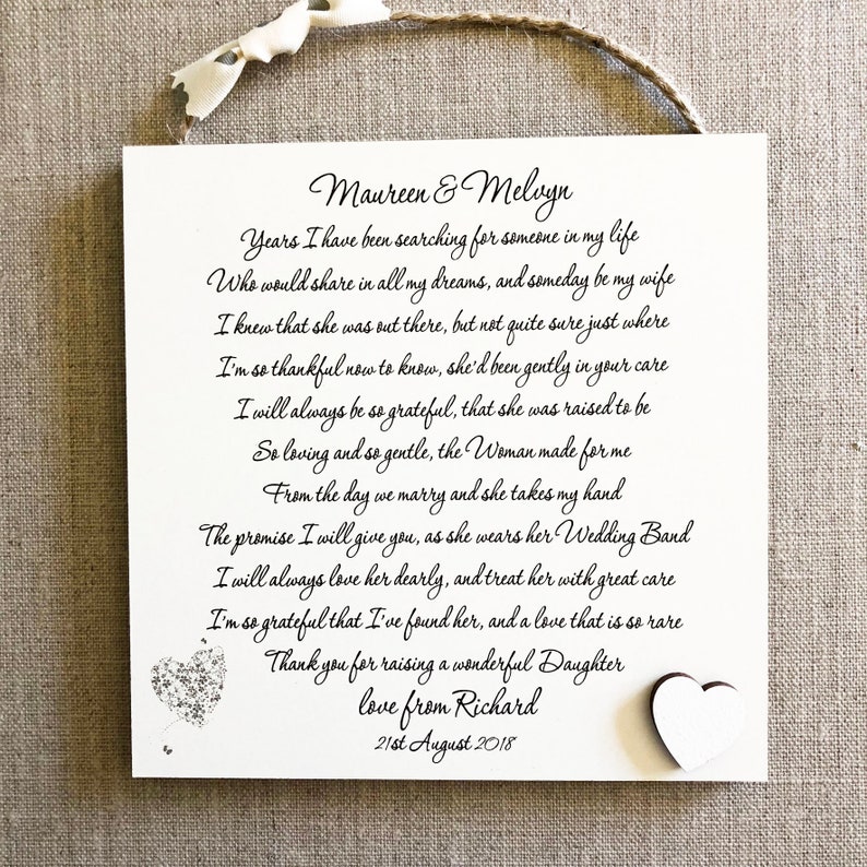 Thank You Personalised Wedding Plaque wooden Card W233 Godmother Gift