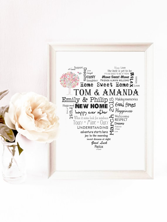 New Home Gift Idea Personalised Housewarming Print Word Art Wall Poster Card Digital Pdf File First Home Gift Inspiration P142