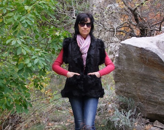 Women Leather Vest, Sheepskin Vest, Patchwork Boho Vest, Leather Gilet, Handmade Vest, Women Body Warmer, Leather jacket, Lamb Fur Vest