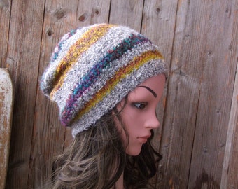 Wool Women Hat, Slouchy Knit Hat, Winter Hat, Hand Knit Hat, Daily Wear Beanie, Knitted Accessories, Fashion Hat