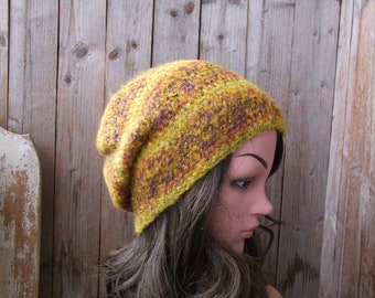 Wool Women Hat, Slouchy Knit Hat, Winter Hat, Hand Knit Hat, Daily Wear Beanie, Knitted Accessories, Fashion Hat