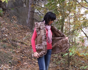 Women Leather Vest, Sheepskin Vest, Patchwork Boho Vest, Leather Gilet, Handmade Vest, Women Body Warmer, Leather jacket, Lamb Fur Vest
