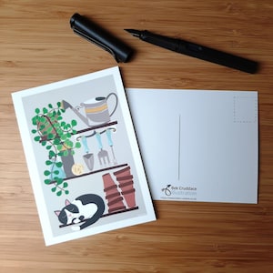 Cartão postal de gato-gato dormindo cartão postal-jardim galpão cartão postal-ilustração gato preto e branco cartão postal-amante de gato cartão postal-smoking ilustração de gato