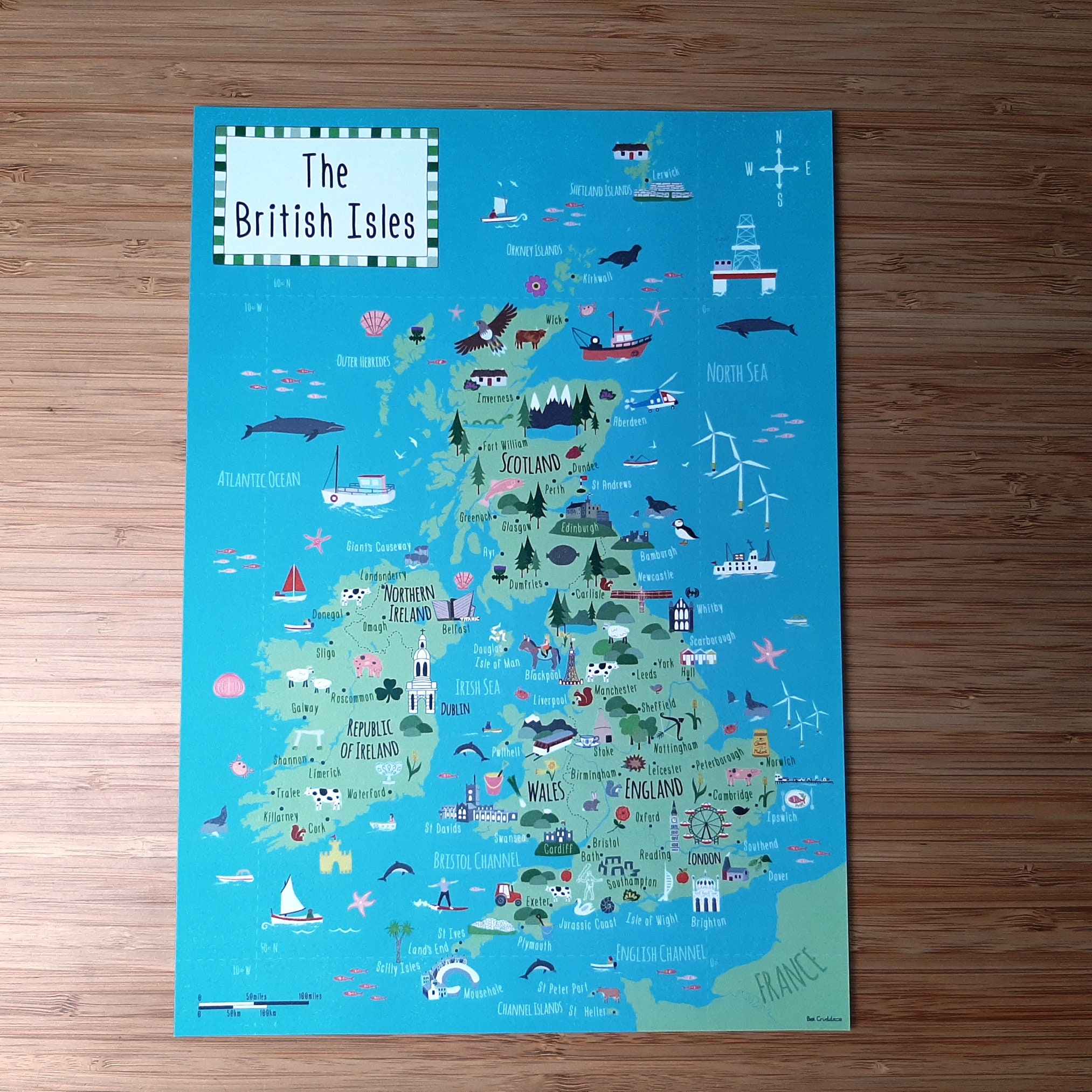 Two A4 Illustrated Maps of British Isles and Europe - Children's UK Map