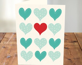 Love Hearts - Valentines Card - Romance - Wedding Card - Illustrated & Hand-drawn Stationery - Made in UK - Blank Card