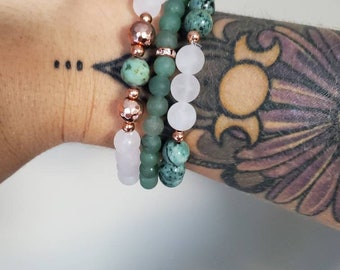African Turquoise Ocean Jade and Fire Agate Earrings