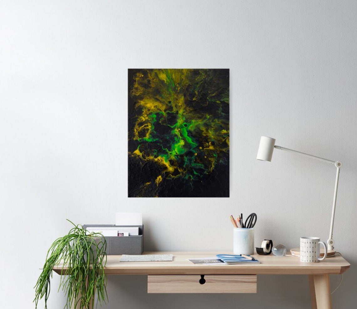 Black Green and Gold Big Wall Art Print Printable Abstract - Etsy