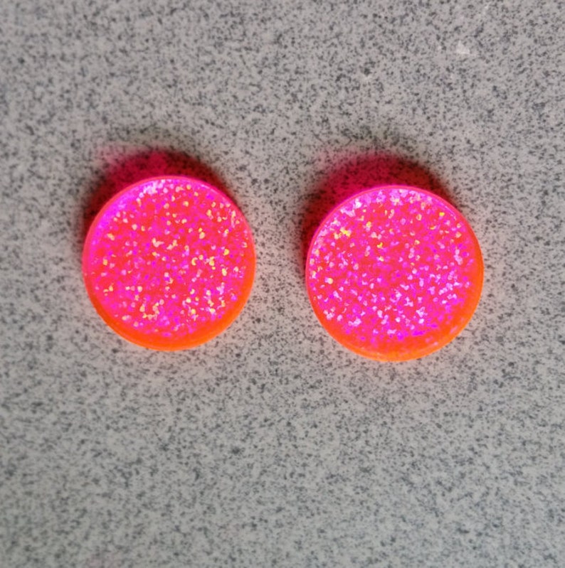 16mm Acrylic Pink SMALL Sparkle Earring Blanks Monogrammed Etsy