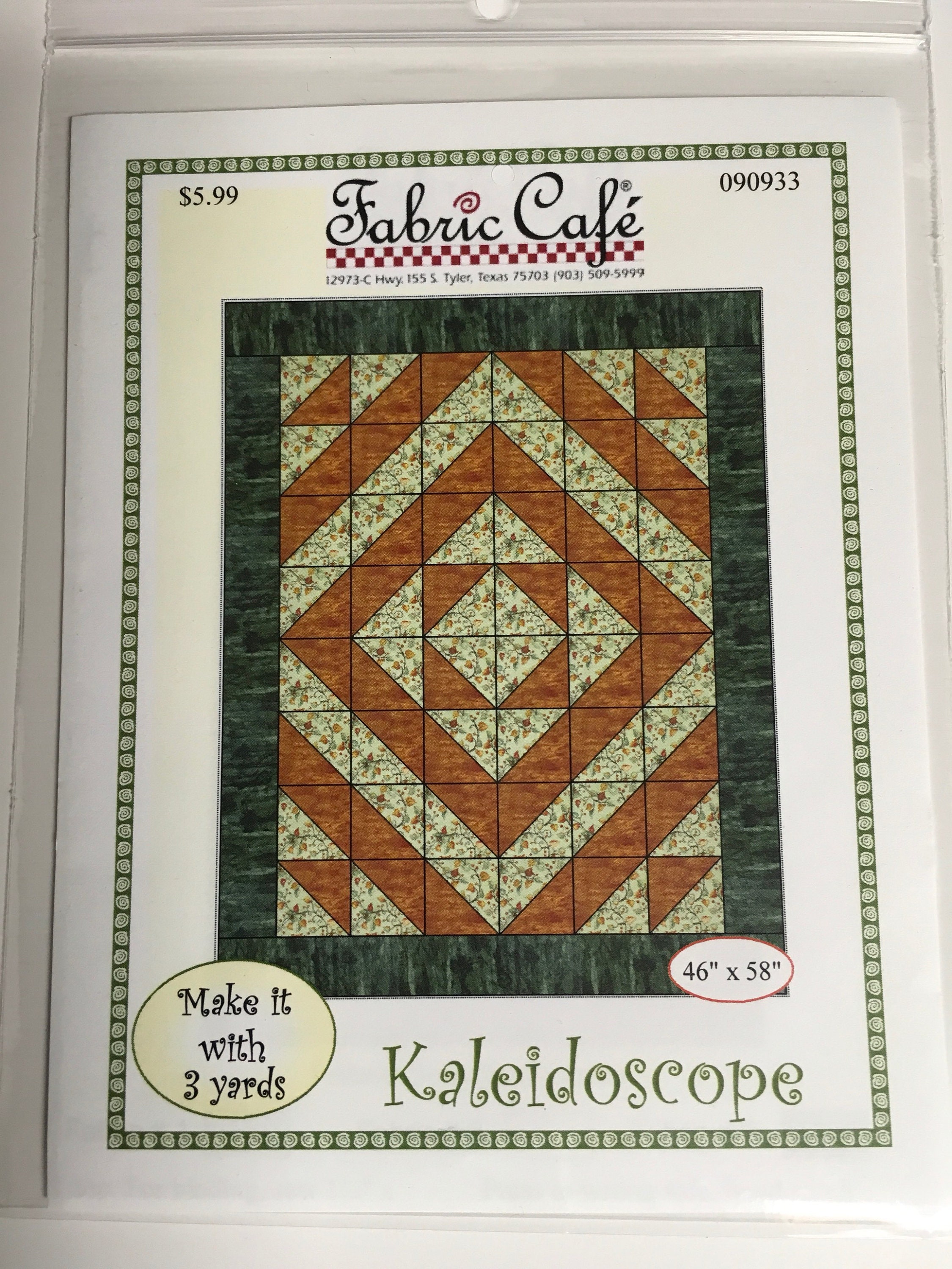 kaleidoscope 3 yard quilt pattern by fabric cafe