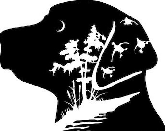 Dog head duck hunting decal hunter decal lab hunting dog cars trucks coolers cups
