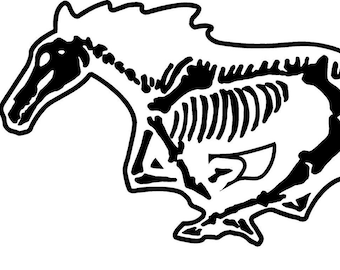 Ford Mustang skeleton decal Fox Body 5.0 Shelby Cobra sticker horse