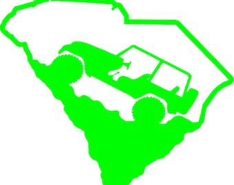 Jeep decal South Carolina state Wrangler Sahara Rubicon Renegade CJ YJ SC outline other states available
