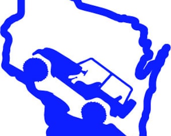 Jeep decal Wisconsin state Wrangler Sahara Rubicon Renegade CJ YJ SC outline other states available