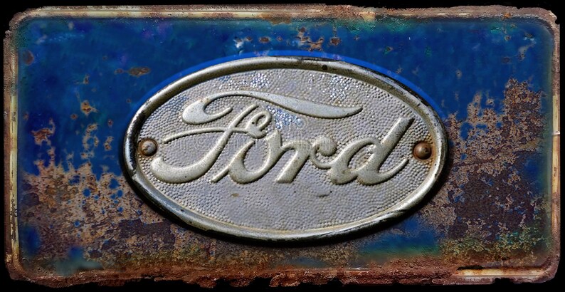 Ford vintage license plate printed graphic rusted image decal | Etsy