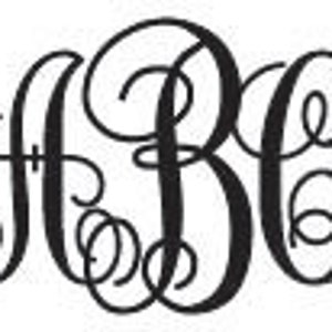 May include: A black monogram featuring the letters A, B, and C in a decorative, interconnected script font. The letters are stylized with elaborate, flowing curves and loops, creating a single, cohesive design element on a plain white background.