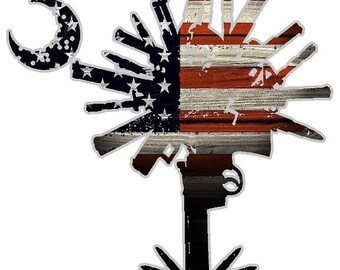 SC Palmetto Tree American Flag gun ammo decal