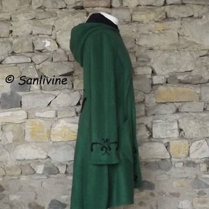 Longue veste femme grande Capuche elfique Elfrith en polaire vert sapin jacket green Elf hood image 3